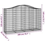 vidaXL Paniers à gabions arqués 5 Pièces 200x50x120/140 cm Fer galvanisé