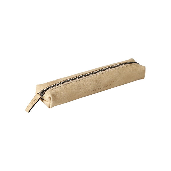 Mini trousse fourre tout rectangle 19 x 4  x 2.5 cm cuir vielli - beige