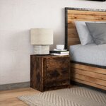 vidaXL Armoire de chevet et lumières LED chêne fumé bois d'ingénierie