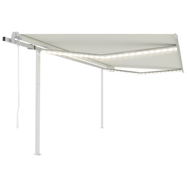 vidaXL Auvent automatique avec capteur de vent et LED 4 5x3 m Crème
