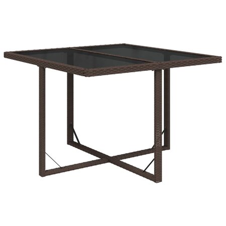 vidaXL Table de jardin Marron 109x107x74 cm Résine tressée et verre