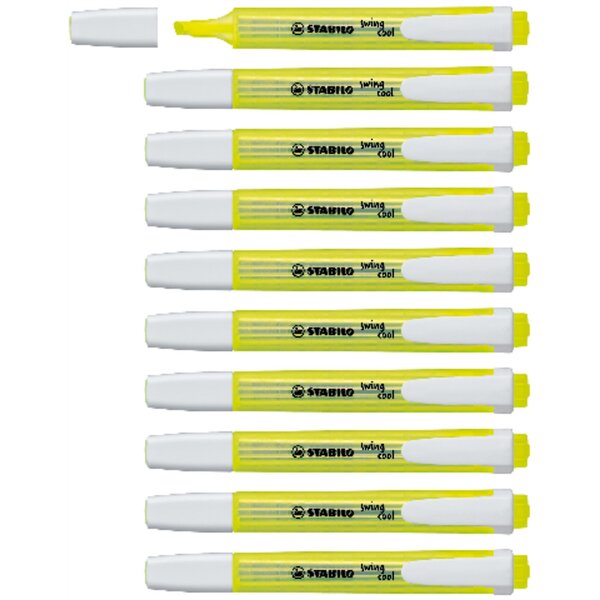 Surligneur de poche SWING COOL Pointe Biseautée 1 - 4 mm Jaune x 10 STABILO