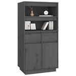 vidaXL Buffet haut Gris 60x40x116 5 cm Bois massif de pin