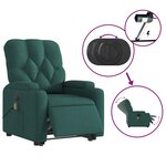 vidaXL Fauteuil inclinable de massage électrique Vert foncé Tissu
