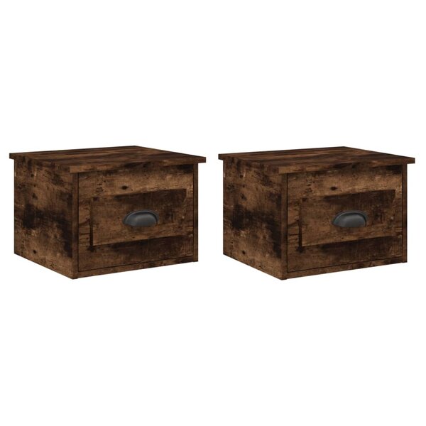 vidaXL Tables de chevet murales 2 Pièces chêne fumé 41 5x36x28 cm