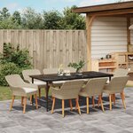 vidaXL Ensemble de Salle à Manger de Jardin 9 Pièces Beige Poly Rattan