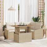vidaXL Ensemble de salle à manger de jardin 5 pièces avec coussins beige poly rotin acacia