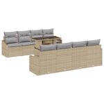 vidaXL Ensemble de salon de jardin 7 pièces avec coussins Beige en poly rattan