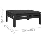 Repose-pied de jardin noir bois de pin solide 02_0014949