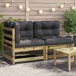 vidaXL Canapé de jardin avec coussins 2 places bois de pin imprégné