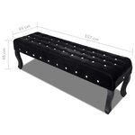 vidaXL Banc noir tissu velours avec boutons en cristal