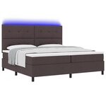 vidaXL Lit à Ressorts avec Matelas & LED Marron Foncé 200x200 cm Tissu