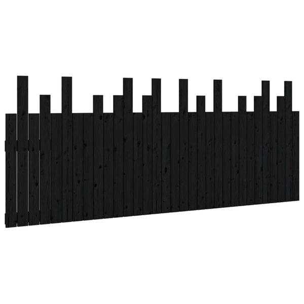 vidaXL Tête de lit murale Noir 204x3x80 cm Bois massif de pin