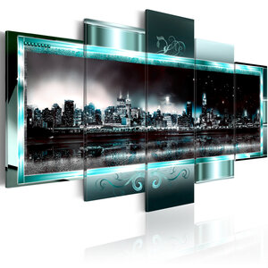 Tableau - new york turquoise: la nuit étoilée l x h en cm 200x100