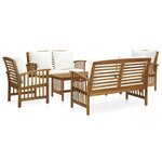 vidaXL Salon de jardin 5 Pièces avec coussins Bois d'acacia solide