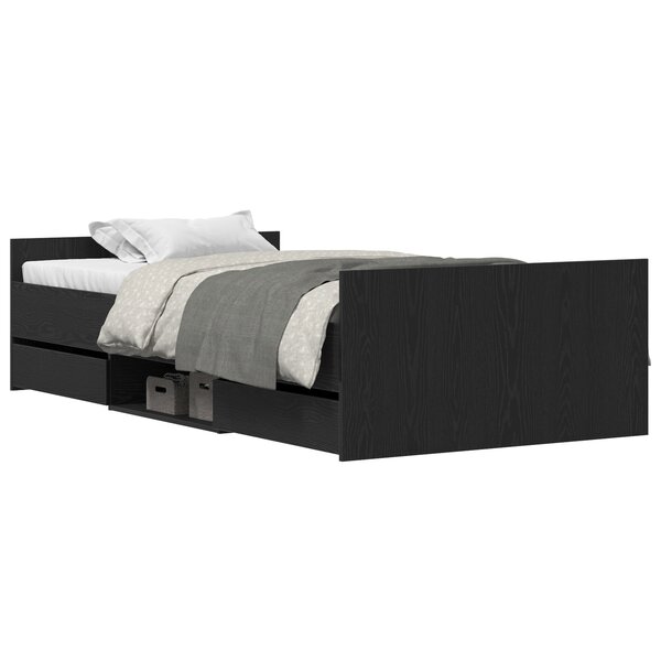vidaXL Cadre de lit sans matelas Chêne noir 100x200 cm Bois d'ingénierie