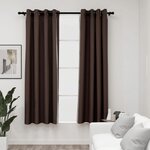 vidaXL Rideaux occultants Aspect lin avec œillets 2Pièces Taupe 140x175cm