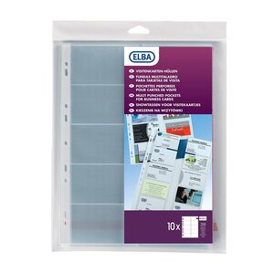 Sachet de 10 pochettes perforées PVC pour carte de visite OXFORD