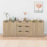 vidaXL Buffets 3 Pièces Chêne sonoma Bois d'ingénierie