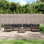vidaXL Salon de jardin 8 Pièces avec coussins anthracite résine tressée