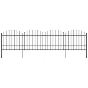vidaXL Clôture de jardin à dessus en lance Acier (1 5-1 75)x6 8 m Noir