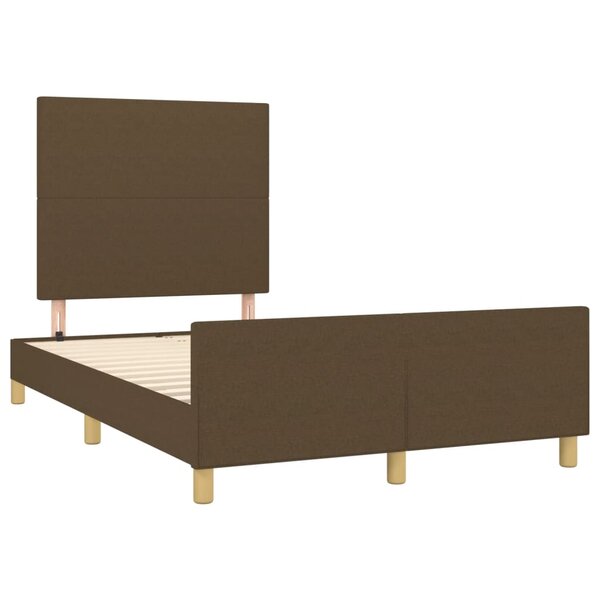 vidaXL Cadre de lit avec tête de lit marron foncé 120x190 cm tissu