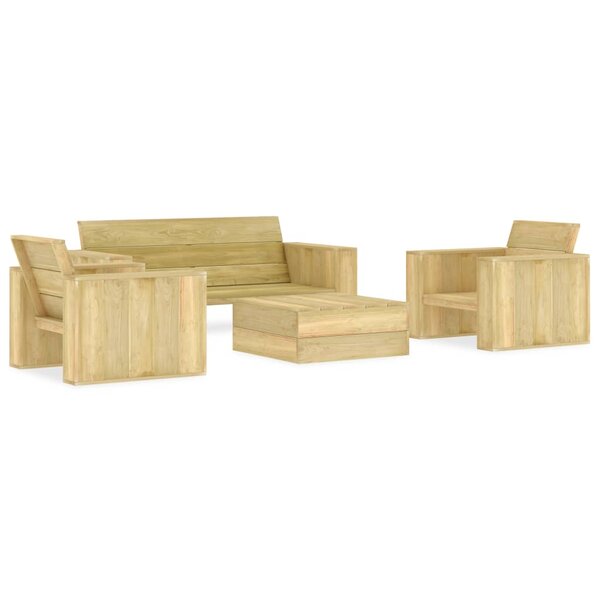vidaXL Salon de jardin 4 Pièces Bois de pin imprégné
