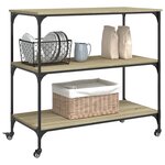 vidaXL Chariot de cuisine chêne sonoma 102x50x95 cm bois d'ingénierie
