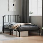 vidaXL Cadre de lit métal avec tête de lit noir 107x203 cm