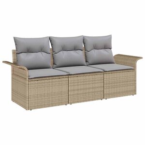 vidaXL Ensemble de canapé de jardin 3 Pièces Beige Poly rotin