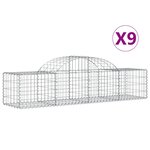 vidaXL Paniers à gabions arqués 9 Pièces 200x50x40/60 cm fer galvanisé