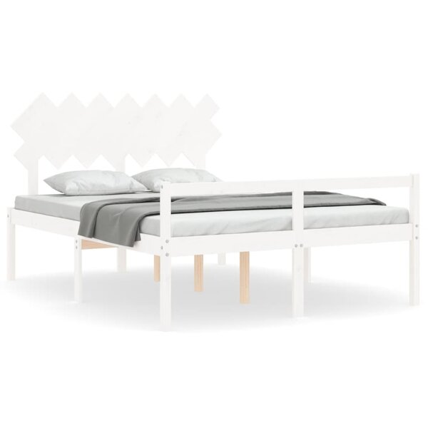 vidaXL Lit pour personne âgée et tête de lit 140x200 cm bois massif