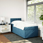 vidaXL Sommier à lattes de lit avec matelas bleu 90x200 cm velours