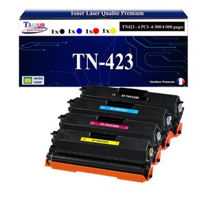 T3AZUR - 4x Toners compatibles avec Brother TN421 TN423 pour Brother DCP-L8410CDW