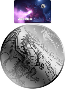 Monnaie VENOM DRAGON 1/500 Oz Platine 25$ Liberia 2026