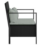 vidaXL Banc de Jardin à 2 Places avec Coussins Noir Résine Tressée
