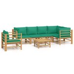 vidaXL Salon de jardin 7 Pièces avec coussins vert bambou