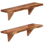 vidaXL Étagères murales 2 Pièces 60x20x18 cm Bois d'acacia massif