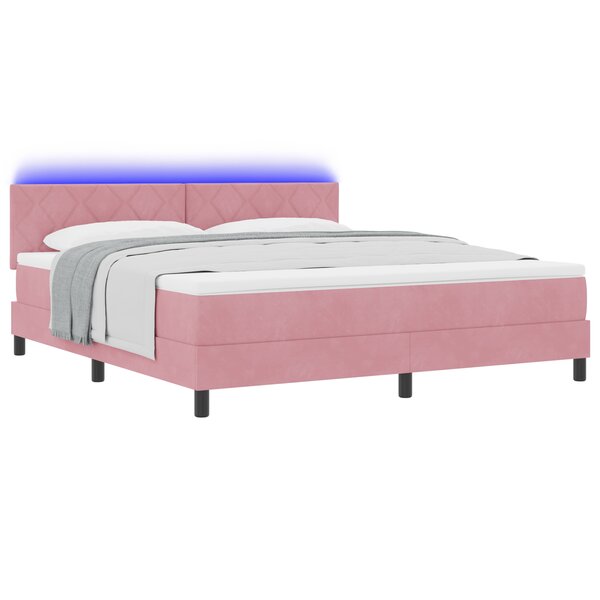 vidaXL Lit à ressort avec matelas et LED Rose 180x200 cm Velours
