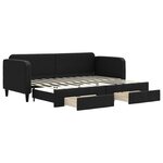 vidaXL Lit de jour avec gigogne et tiroirs noir 80x200 cm tissu