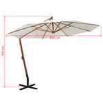 vidaXL Parasol 350 cm Poteau de bois Blanc