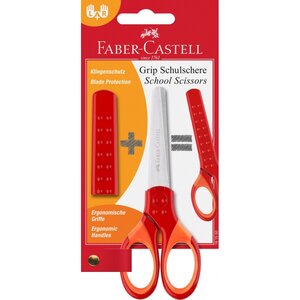 FABER-CASTELL Ciseaux scolaires GRIP en blister rouge