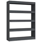 vidaXL Bibliothèque/Séparateur de pièce Gris 100x30x135 5cm Pin massif