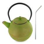 Théière en fonte Ming + 4 pailles en inox