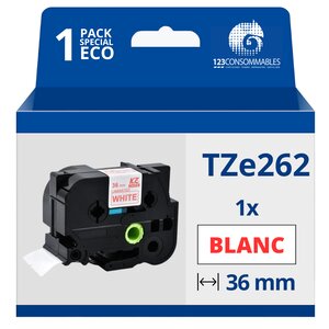 Ruban compatible Brother TZe262 - Texte rouge sur fond blanc