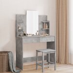 vidaXL Coiffeuse avec miroir gris béton 96x39x142 cm