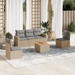 vidaXL Salon de jardin avec coussins 6Pièces mélange beige résine tressée