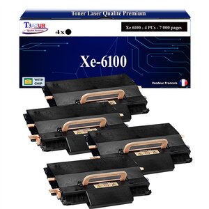 T3AZUR -4x Toners compatibles avec Xerox Phaser 6100 (106R00684) - Noir