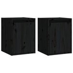 vidaXL Armoires murales 2 Pièces Noir 30x30x40 cm Bois de pin massif