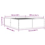 vidaXL Cadre de lit chêne fumé 150x200 cm bois d'ingénierie